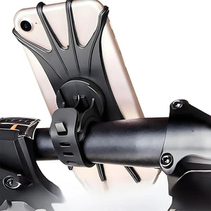 Multifunctional Rotating Silicone Bike Phone Mount – For E-Bikes, One-Click Installation, Elastic Silicone, 4-Corner Clips