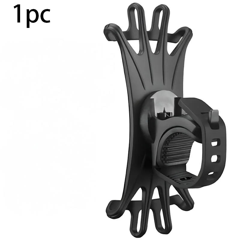 Multifunctional Rotating Silicone Bike Phone Mount – For E-Bikes, One-Click Installation, Elastic Silicone, 4-Corner Clips