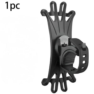 Multifunctional Rotating Silicone Bike Phone Mount – For E-Bikes, One-Click Installation, Elastic Silicone, 4-Corner Clips